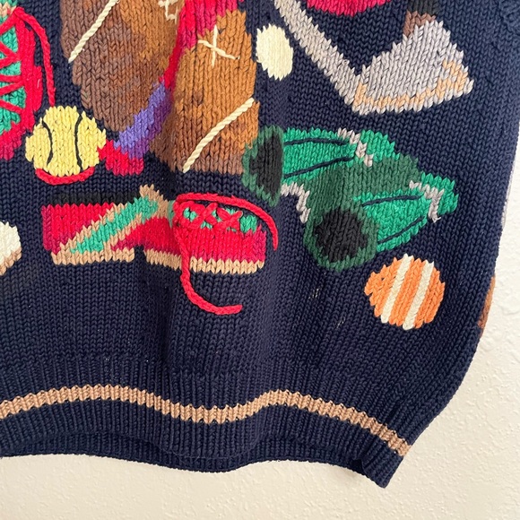 Vintage Traditional Trading Co Hand Knit Sports Sweater Vest Medium 100% Cotton - Picture 4 of 10